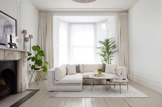 A cream living room with Bancroft corner sofa by Sweetpea & Willow