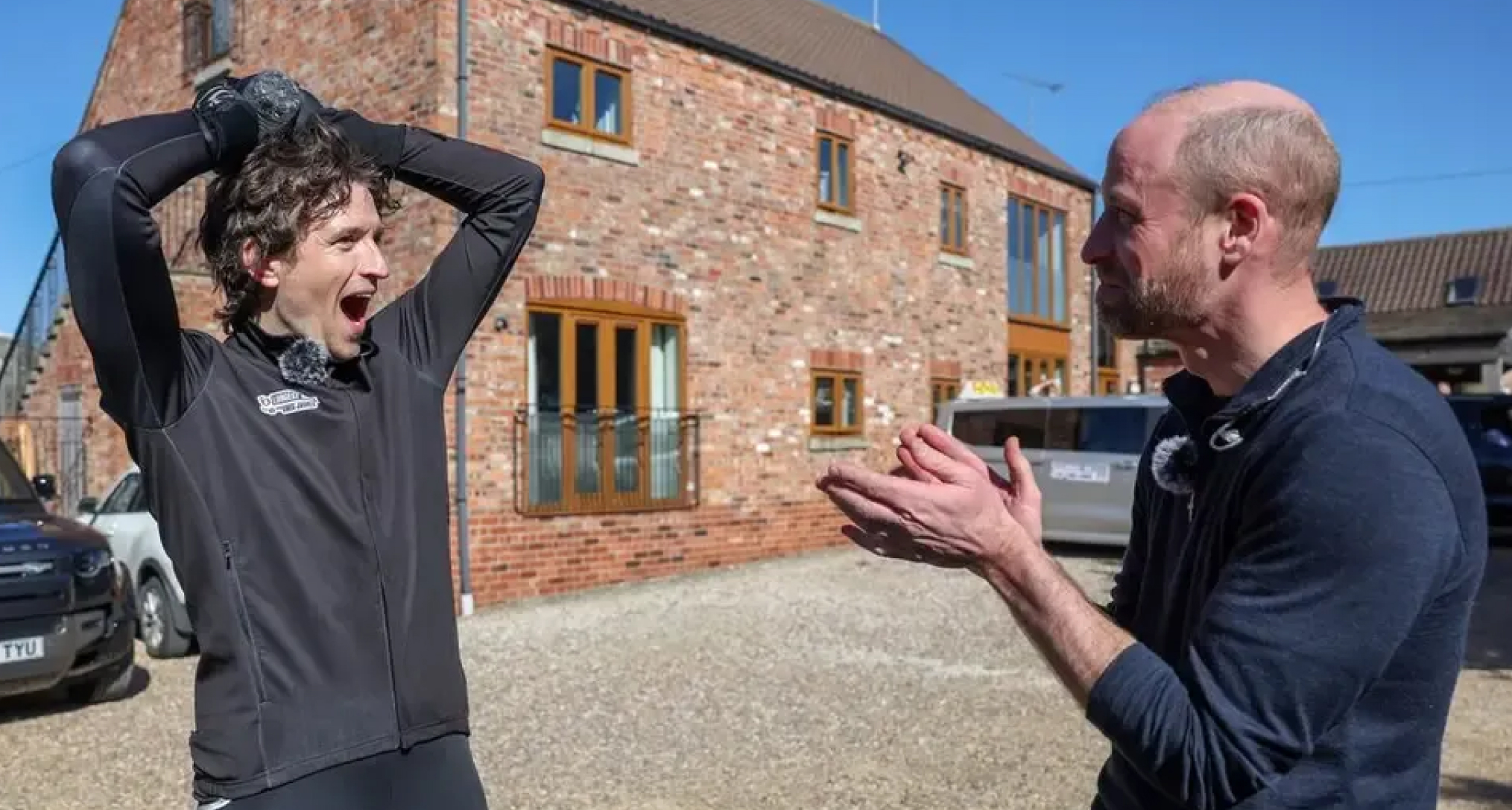 Greg James reacting in shock to Prince William showing up