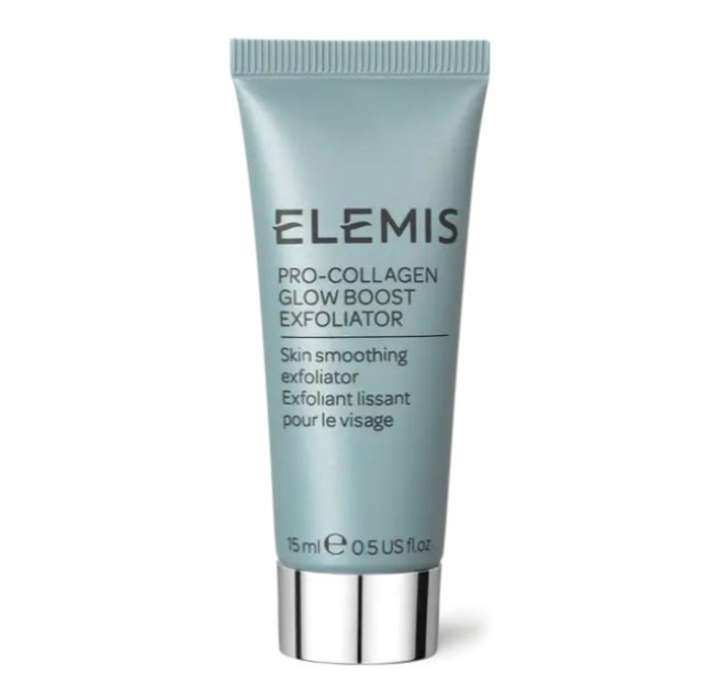 A tube of the Pro-Collagen Glow Boost Exfoliator from Elemis