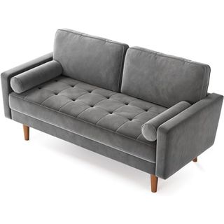 Vesgantti 58 inch Loveseat Sofa in Grey Velvet