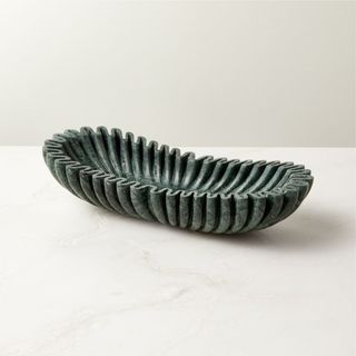 Reve Oval Fluted Green Marble Bowl