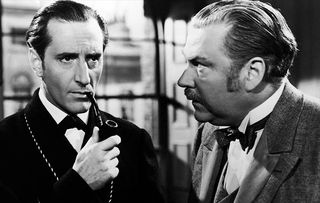 Sherlock Holmes and Dr Watson, as portrayed by Basil Rathbone and Nigel Bruce