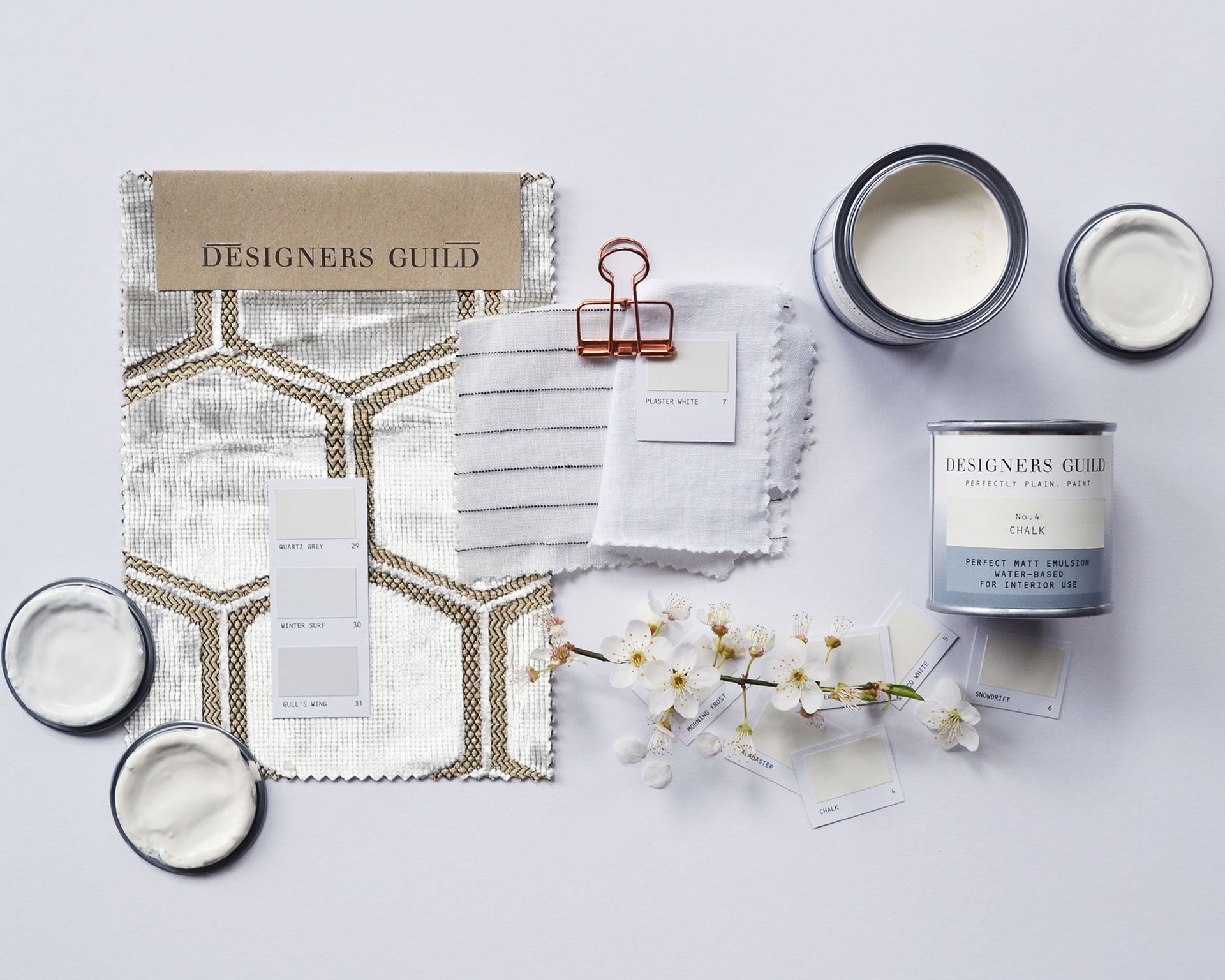 White mood board for Designers Guild by Tricia Guild