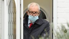Former Labour Party leader Jeremy Corbyn leaves his home.