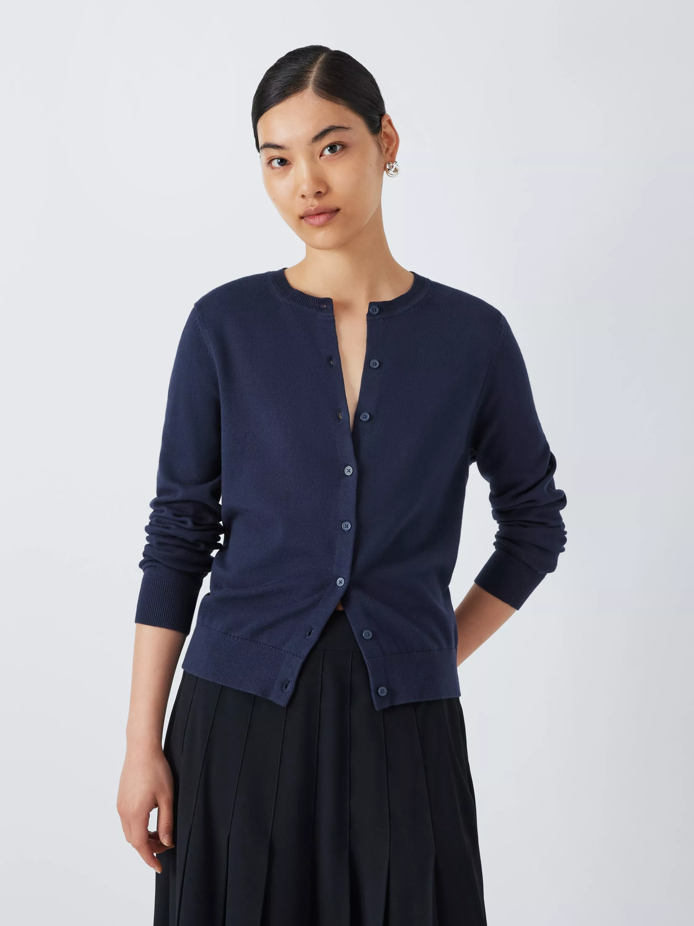 John Lewis Crew Neck Cotton Cardigan
