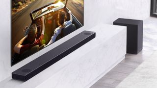 LG SN11RG review: Dolby Atmos soundbar in living room