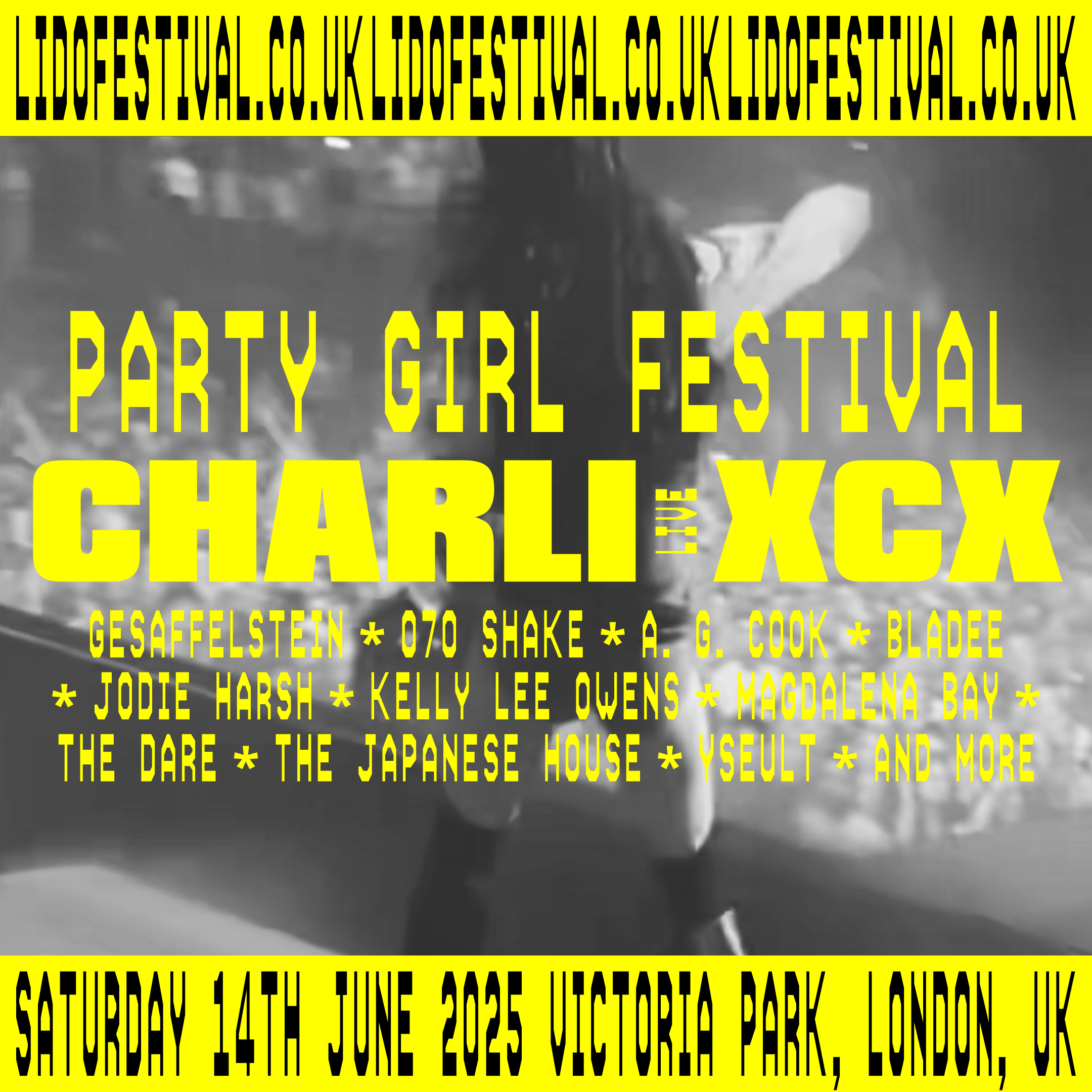 the CHARLI XCX poster for Lido festival