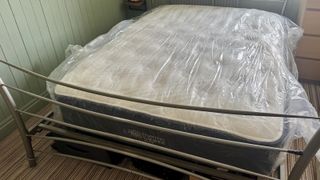 The Brooklyn Bedding Thermobalance LX Elite being unboxed in our mattress tester's home