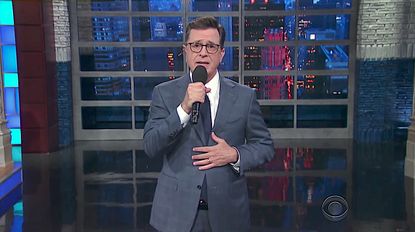 Stephen Colbert sings for Scaramucci