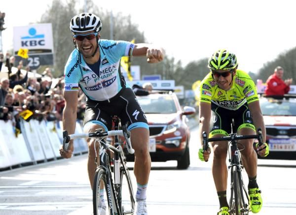 Boonen all smiles after pipping Pozzato at the Tour of Flanders