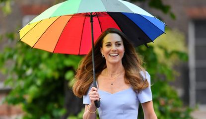 Catherine, Duchess of Cambridge arrives at a reception to meet parents of users of a Centre for Early Childhood in the grounds of Kensington Palace on June 18, 2021 in London, England.