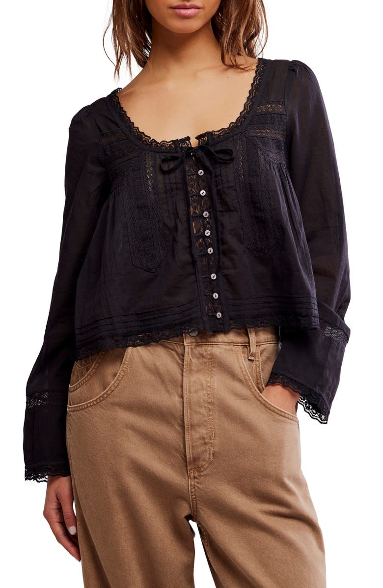 Evermore Lace Inset Semisheer Cotton Top