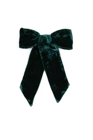 Green velvet hair bow