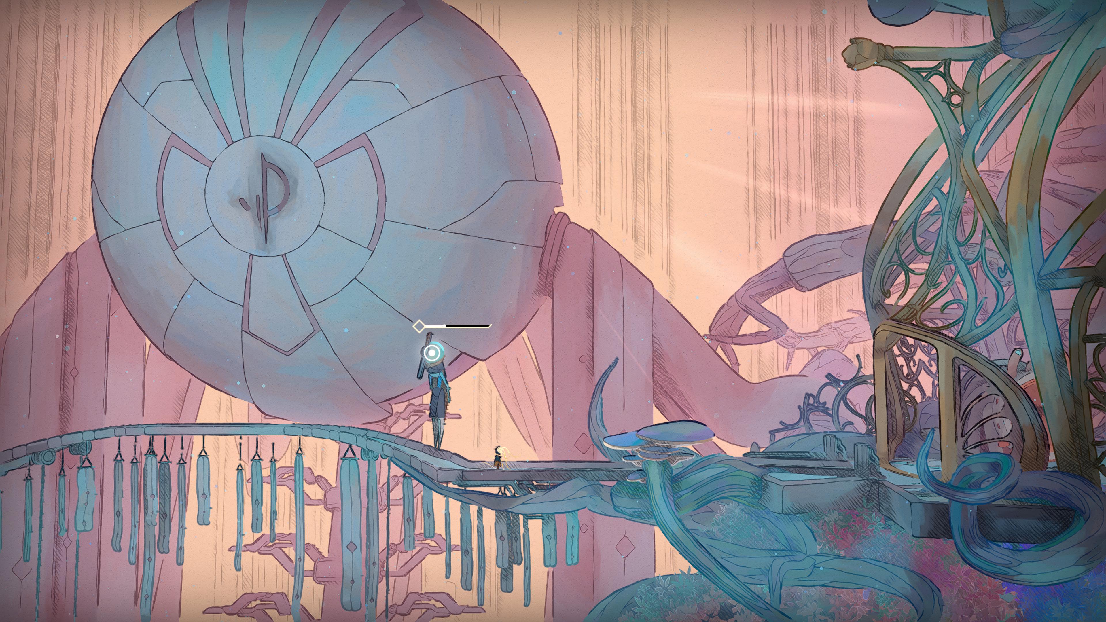 Screens of a game made from hand-drawn watercolour art