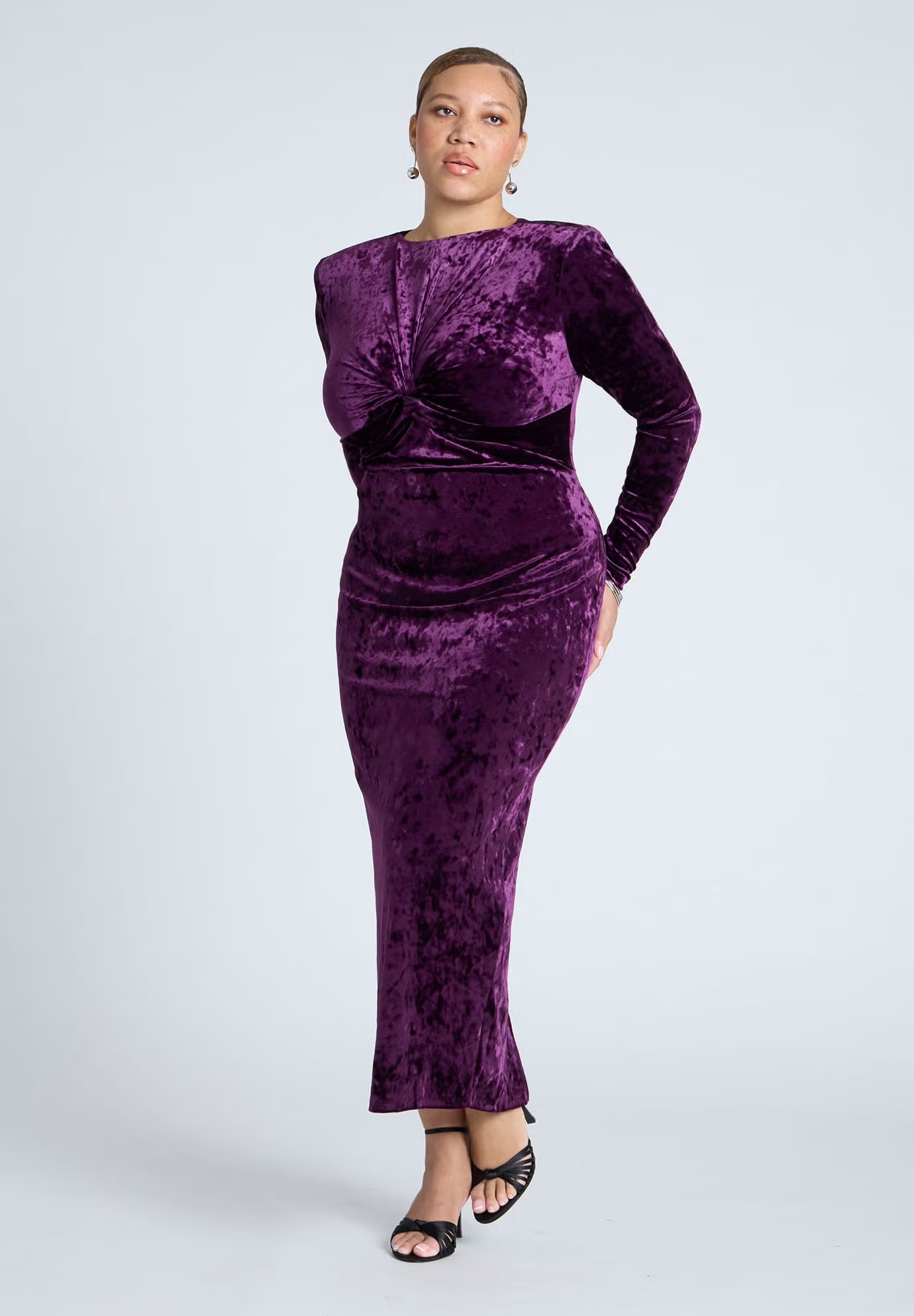 Eloquii Twist Bodice Velvet Maxi Dress