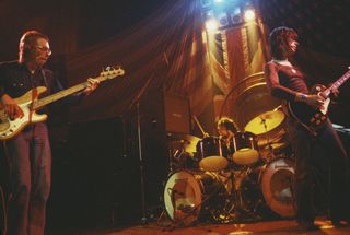 Guitarist Jeff Beck, bassist Tim Bogert and drummer Carmine Appice in concert as Beck, Bogert & Appice, circa 1973. (Photo by David Warner Ellis/Redferns/Getty Images)