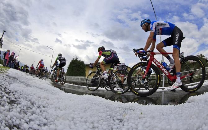Rider passed through after storms that dumped hail along the route