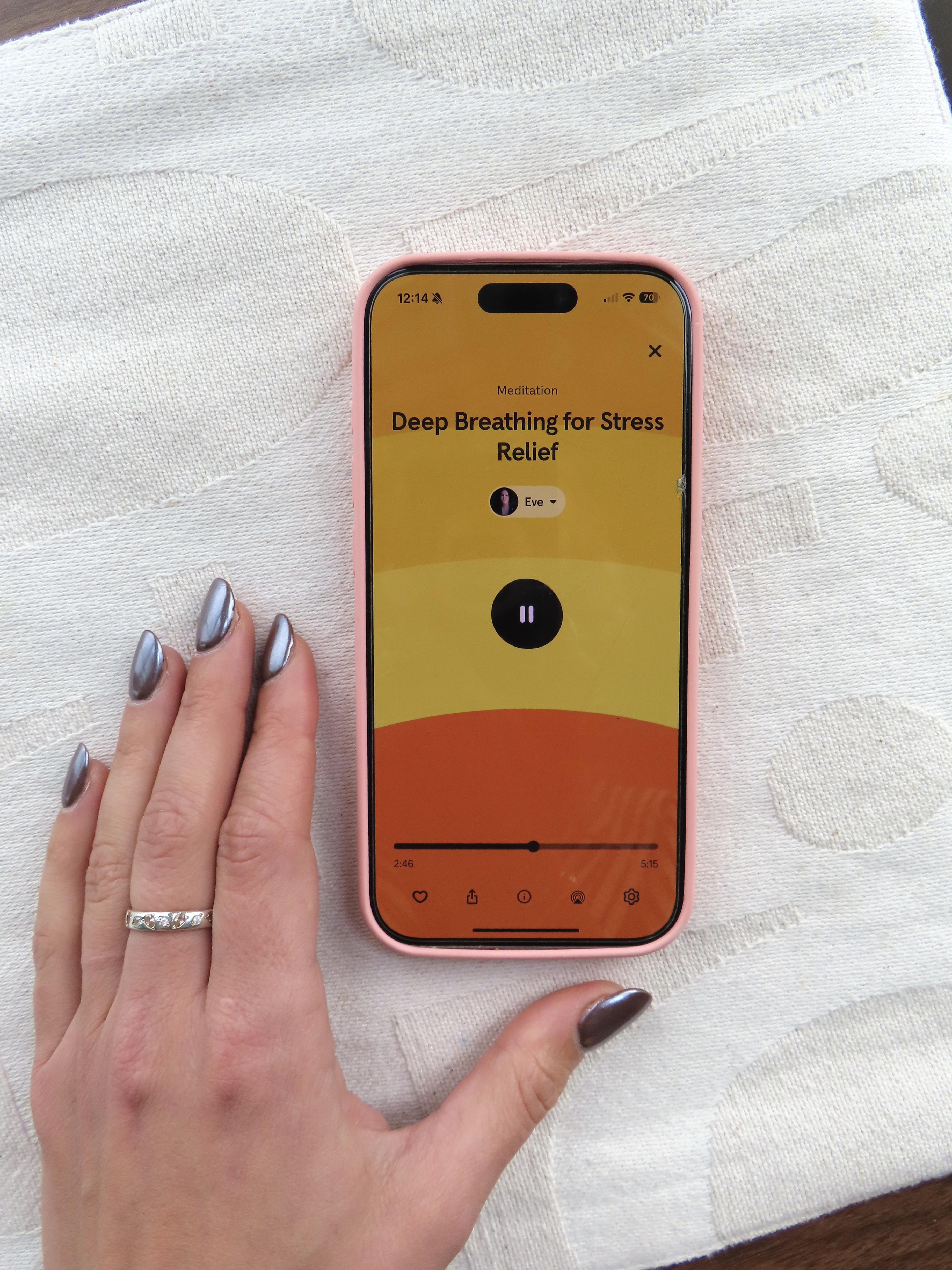 Person using the Headspace app for stress relief