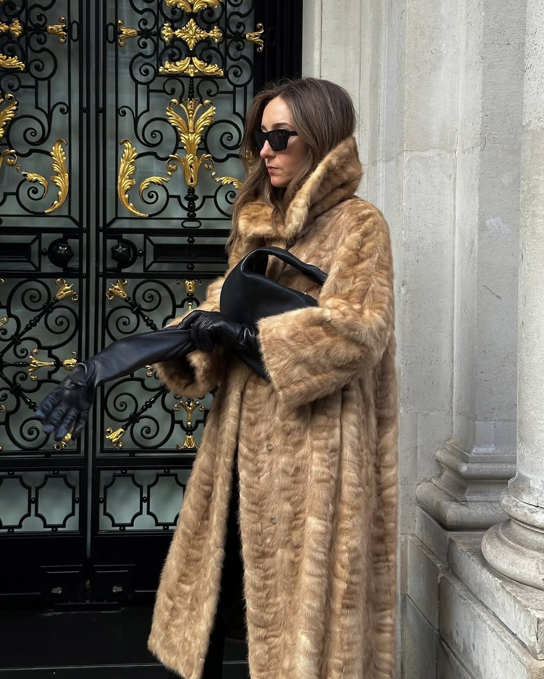 Sarah wears leather gloves