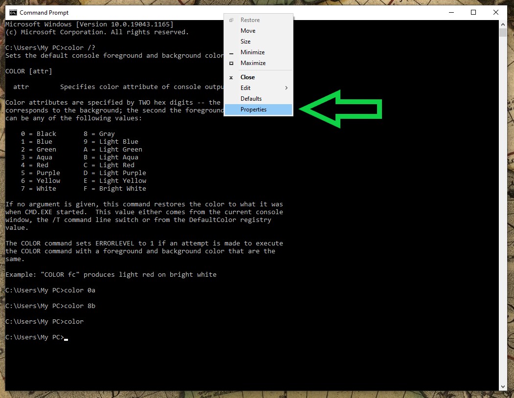 How to change Command Prompt color in Windows 10