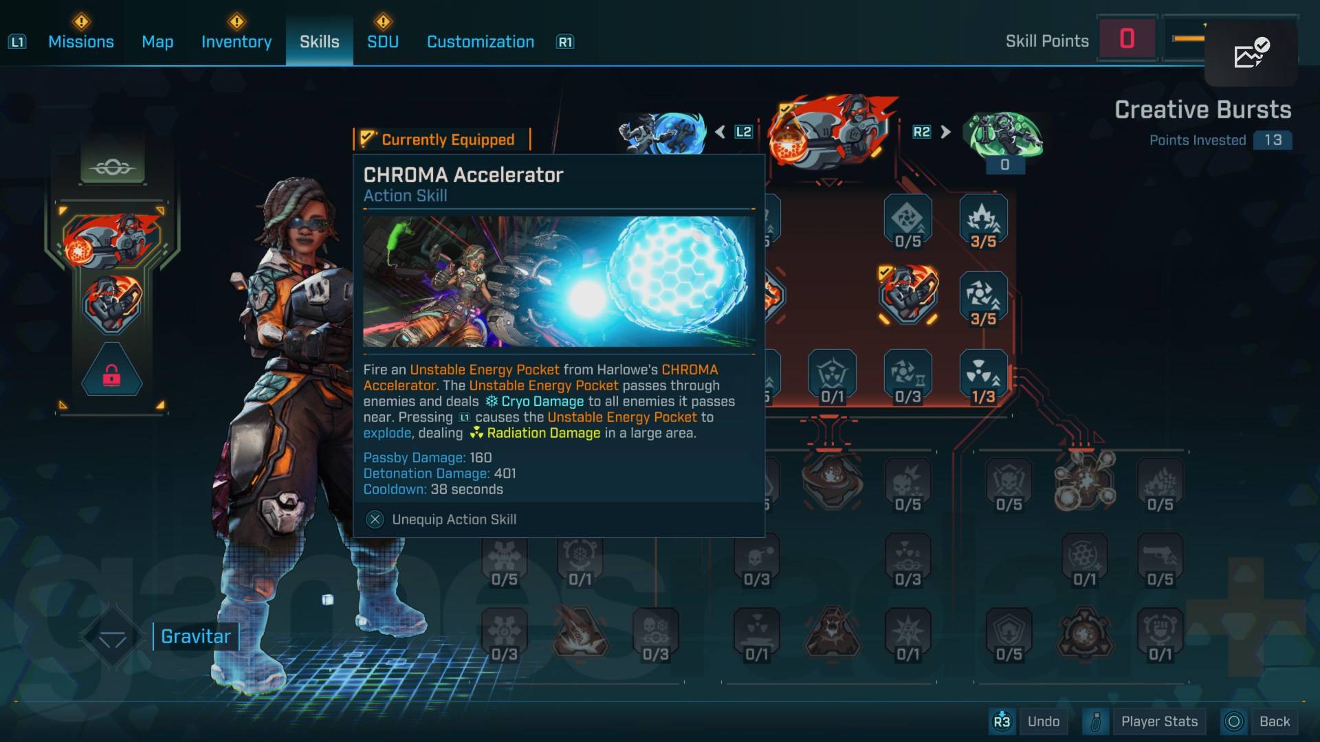 Borderlands 4 Harlowe build creative bursts skill tree