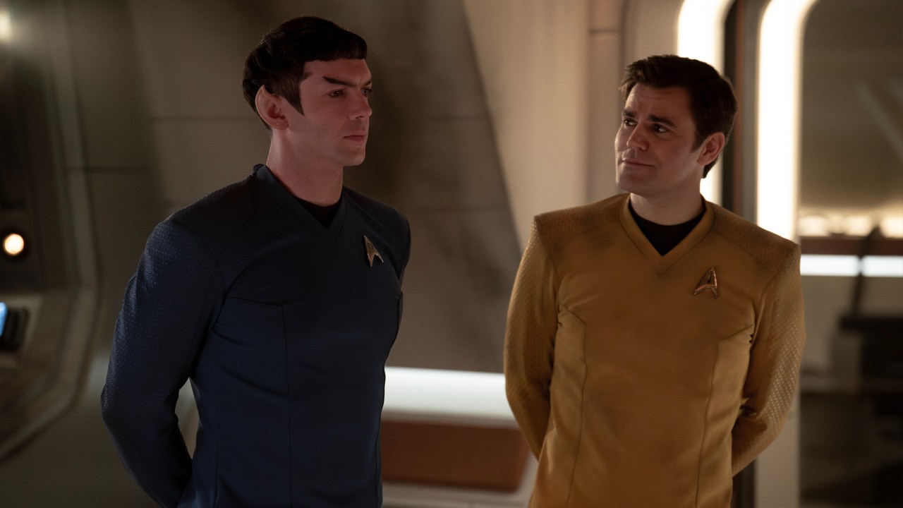 Spock and Kirk take a stroll through the halls