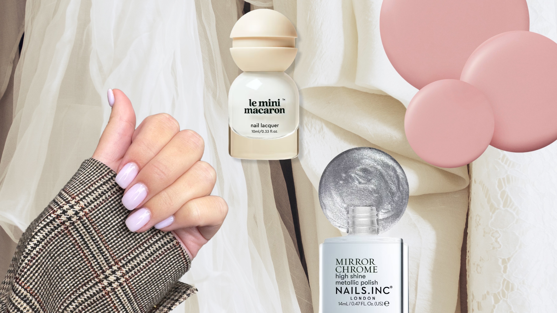 wedding nails against wedding dresses
