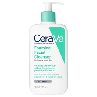 Cerave Foaming Facial Cleanser on white background