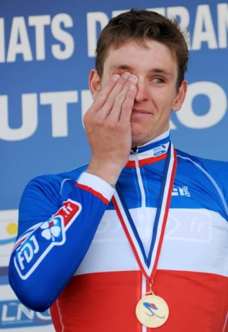 A teary Arnaud Demare