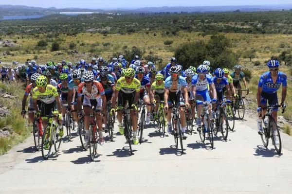 The peloton hit an early climb