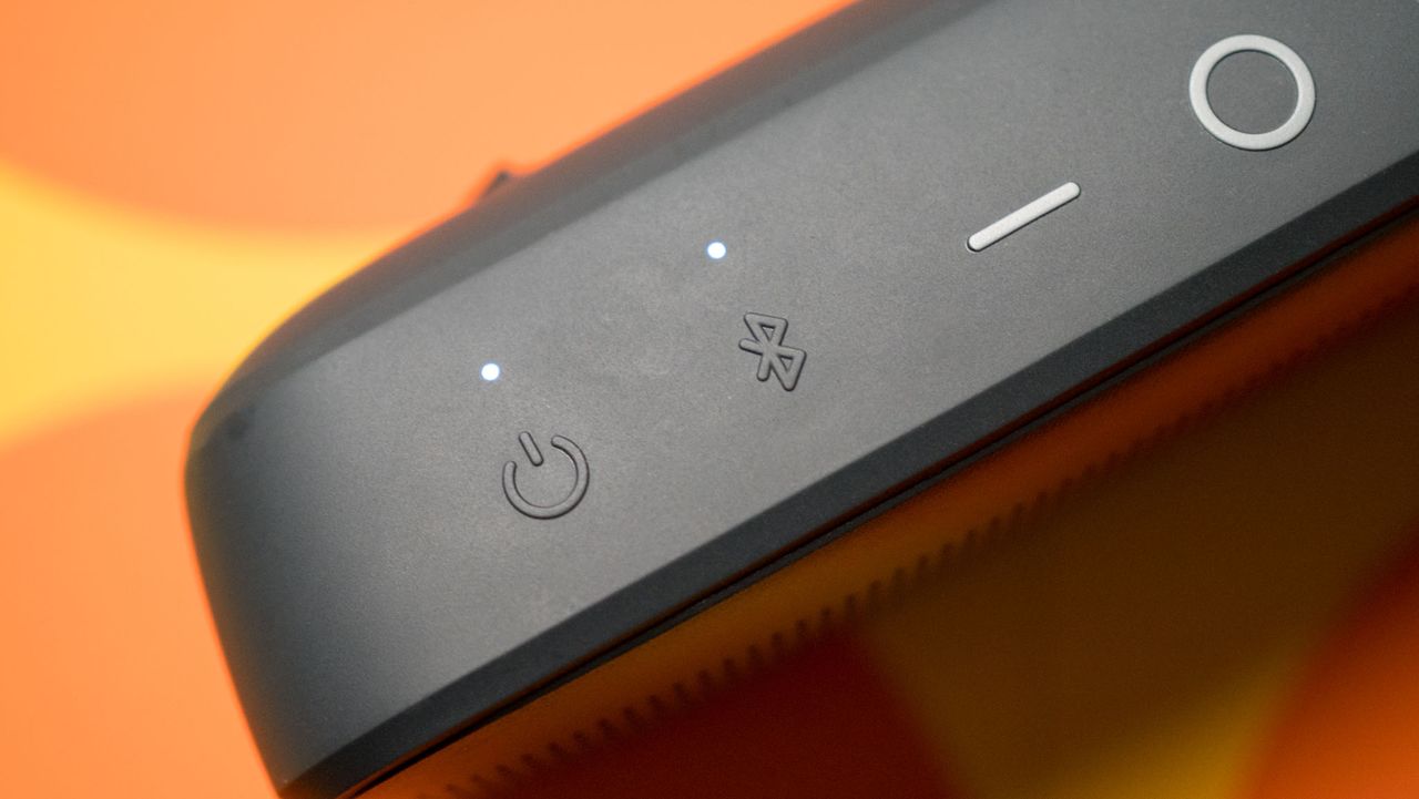 Tribit StormBox Flow's power and Bluetooth buttons