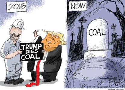 Political Cartoon U.S. Trump Digs Coal