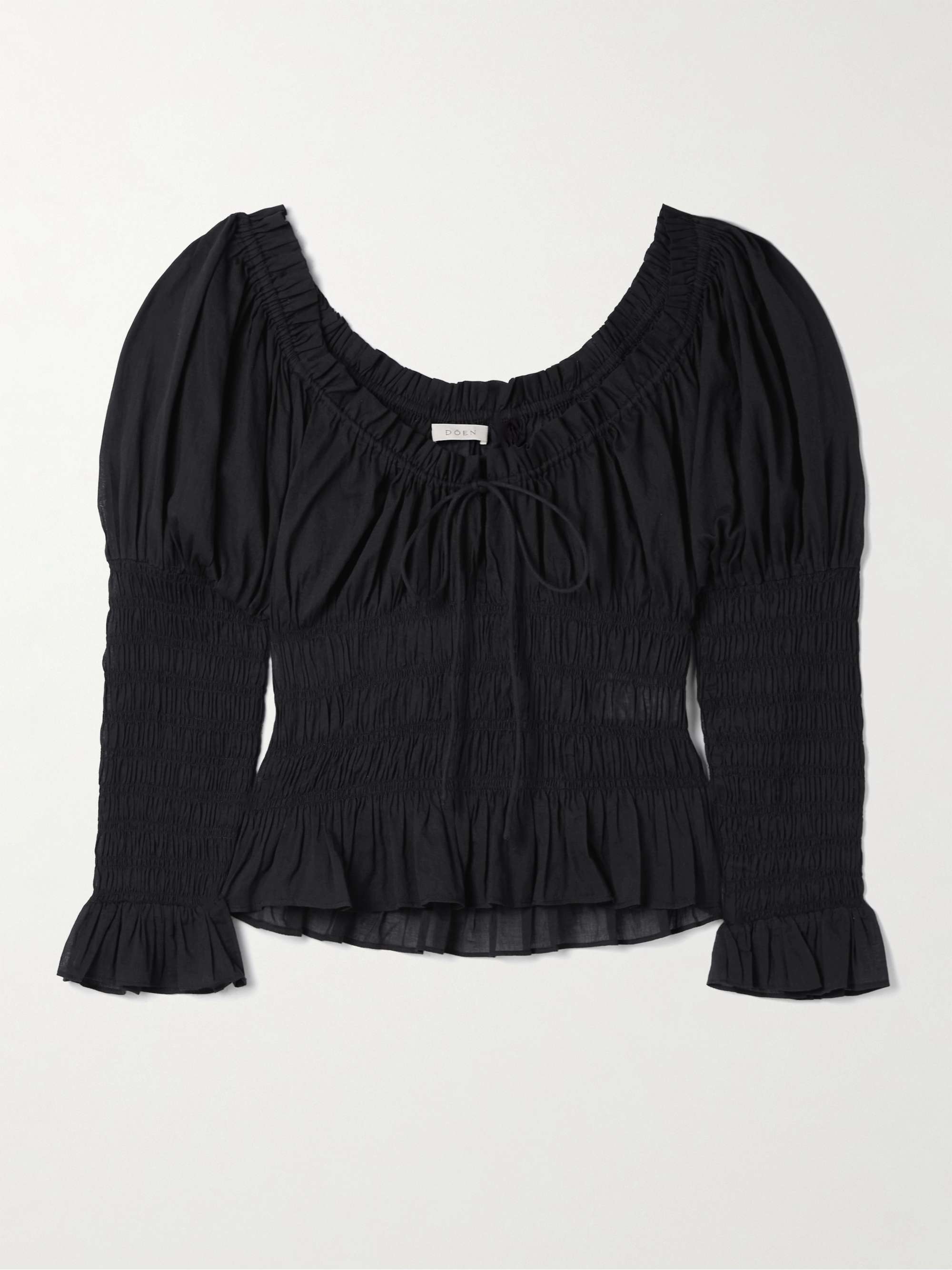 Baptisia Shirred Organic Cotton-Voile Top