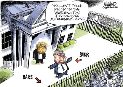 Political Cartoon U.S. Barr Trump DOJ