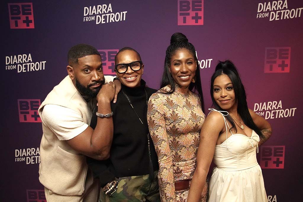 (From l.): Bryan Terrell Clark; Jeanine Liburd, chief social impact and communications officer, BET; and Diarra Kilpatrick and Dominique Perry at the TCA Winter Press Tour presentation for BET Plus&rsquo;s Diarra From Detroit.