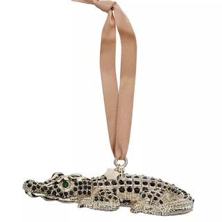 L'Objet Crocodile Platinum Ornament against a white background. 