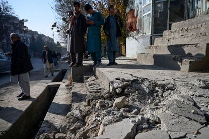 Kabul rocket strike aftermath.