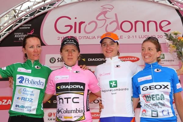 Ina Teutenberg (HTC-Columbia) still in pink, while Vos is best young rider, Guderzo best Italian and Bras the best climber in green.