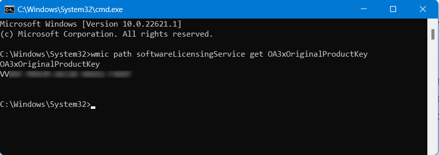 Windows 11 Product Key finding command