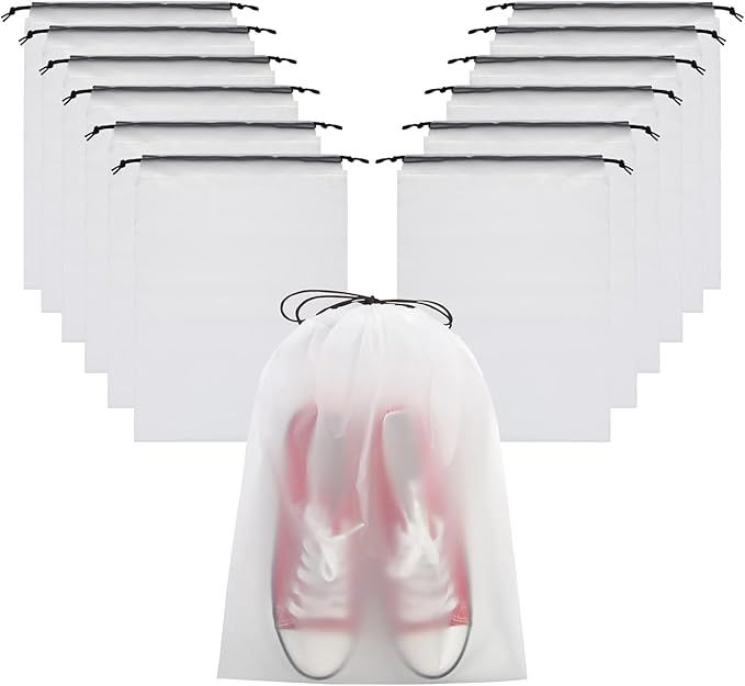 Vorspack Transparent Shoe Bags for Travel Large Clear Shoes Organizers Storage Pouch With Rope for Men and Women 13 Pack