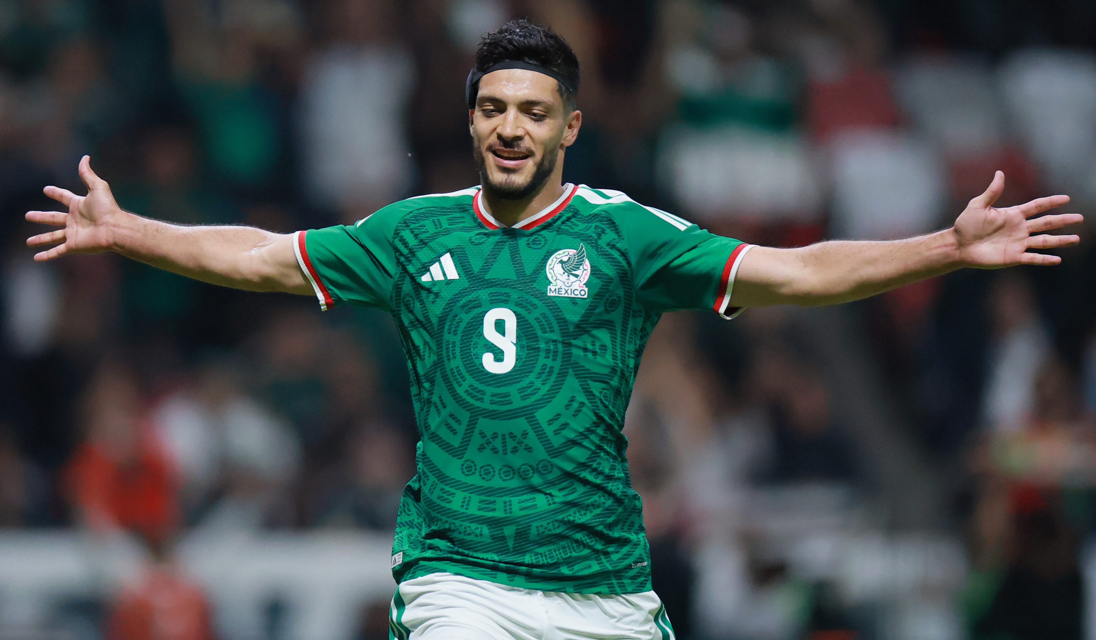 Ra&uacute;l Jim&eacute;nez of Mexico celebrates the team's second goal during the international friendly match between Mexico and Serbia at Nemesio Diez Stadium on June 04, 2026 in Toluca, Mexico