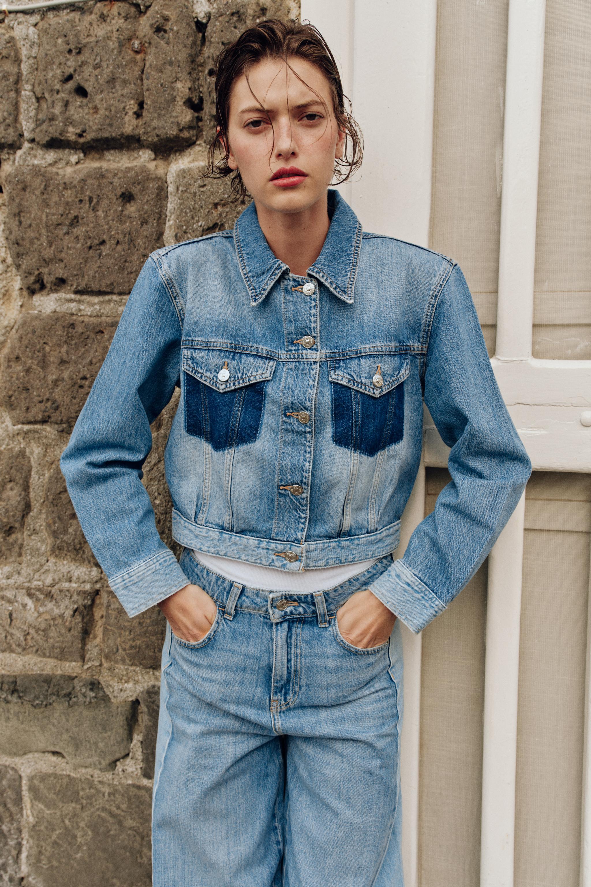 Z1975 Cropped Contrast Denim Jacket