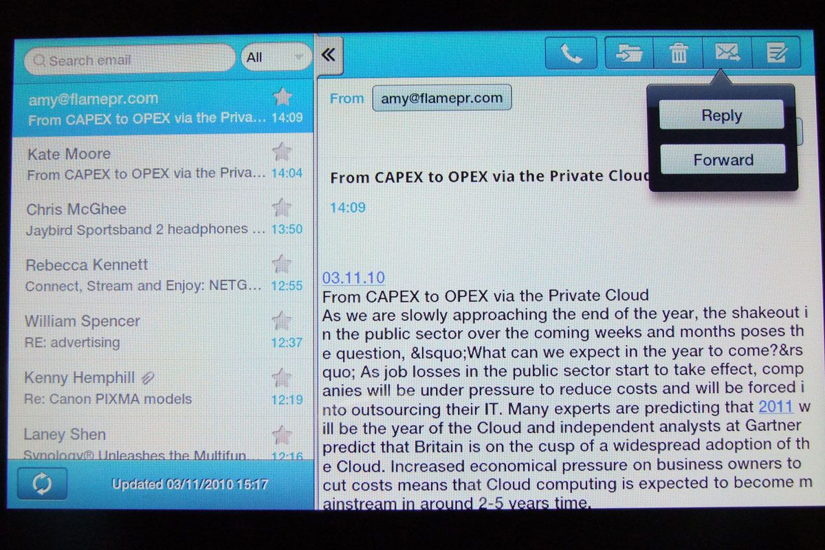 Exchange email on the Samsung Galaxy Tab