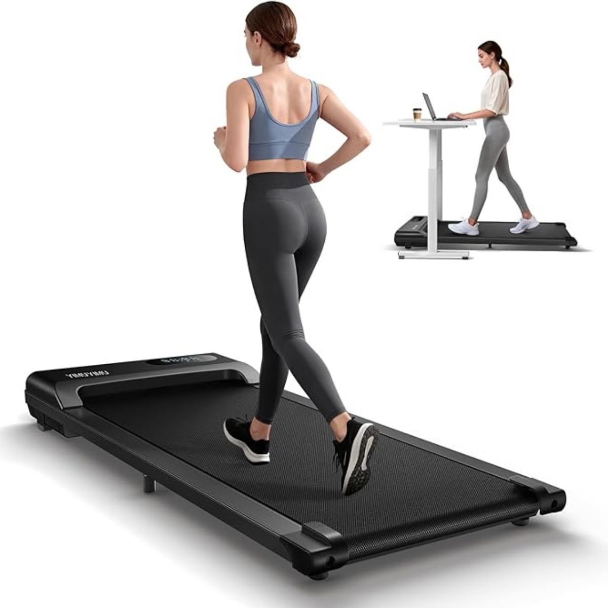 Yimuyimu Walking Pad Treadmill, 6km/h Under Desk Treadmill for Home, 2.5hp Quiet Portable Electric Running Pad, Office Mini Walking Machine, 300lbs Capacity, Remote &amp; Led Display, No Assembly