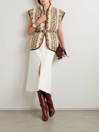 Maximilia Faux Suede-Trimmed Faux Shearling Vest