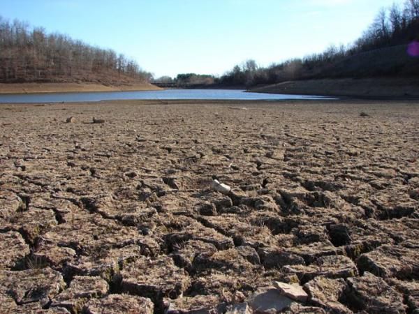 A dry lake bed. 