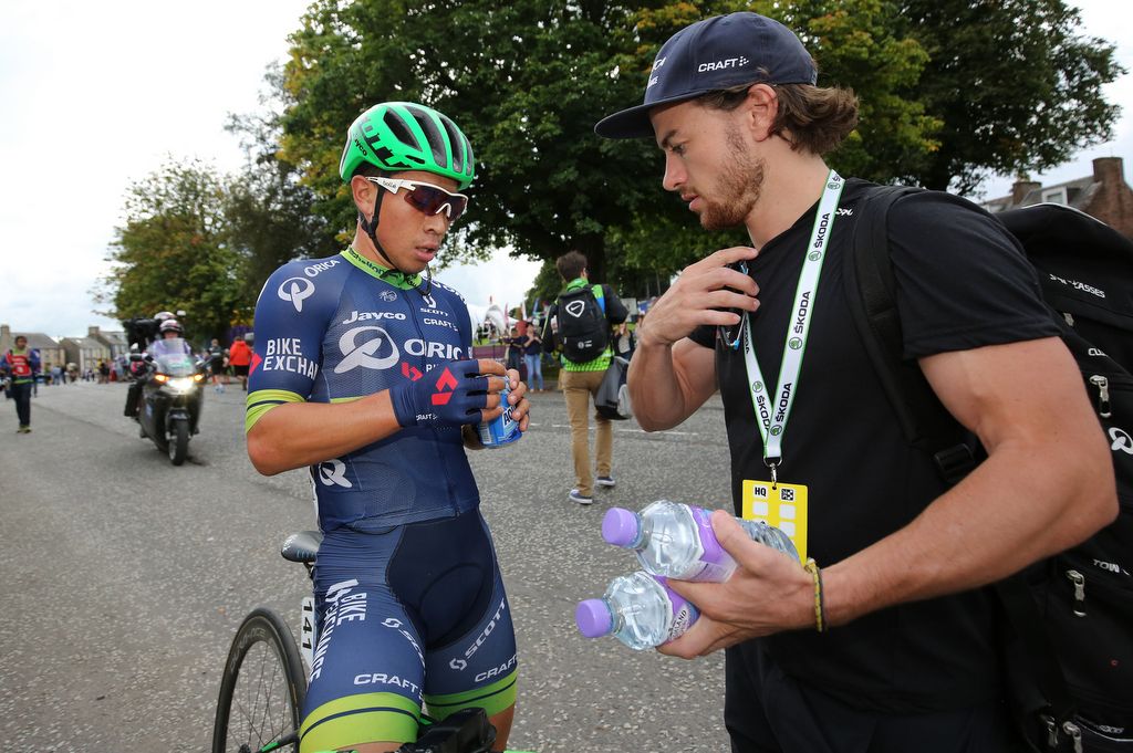 Caleb Ewan about to enjoy a post-stage drink
