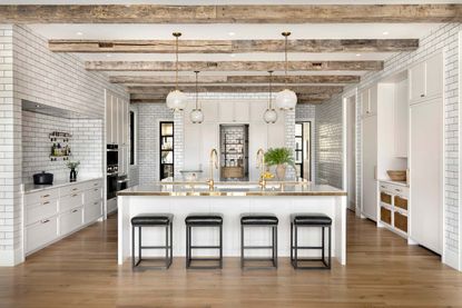 A kitchen with vintage and modern elements
