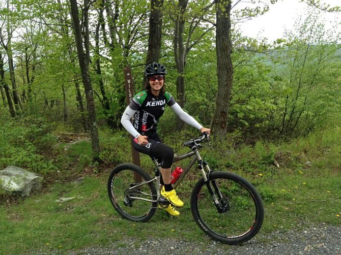 Mary getting ready to drop Wild Cat Trail.
