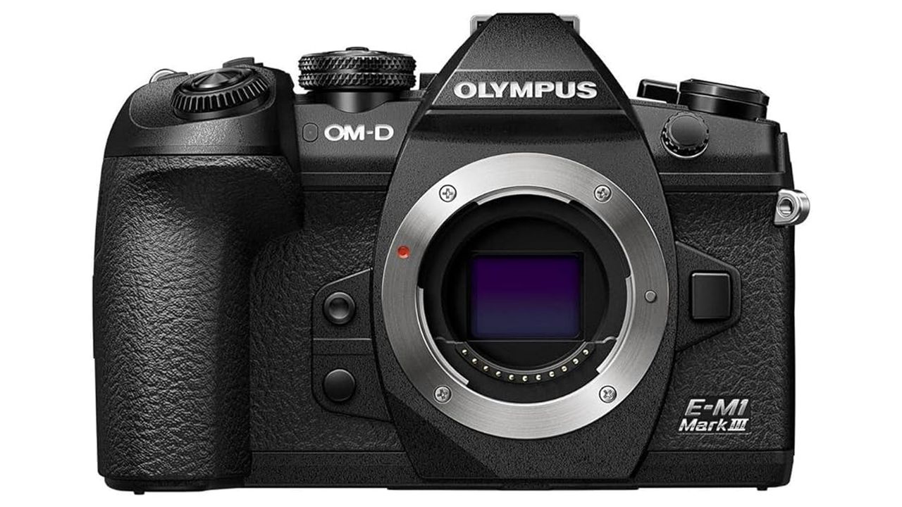 Olympus OM-D E-M1 Mark III on a white background